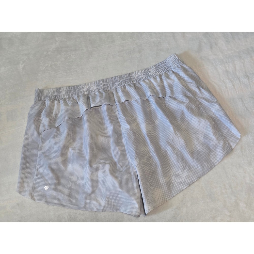 Athleta Printed Hustle 3 Short Gray White Geometric Running Shorts Womens 2X